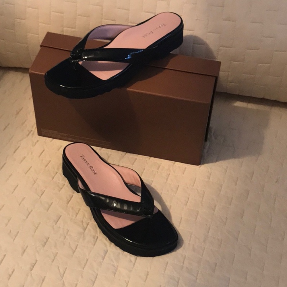 Taryn Rose Blk Patent Leather Sandals NWOT